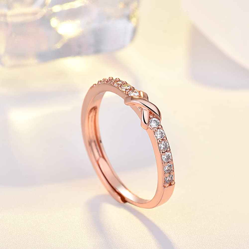 Clara Pure 925 Sterling Silver Tove Pink Solitaire Wedding Finger Ring | Swiss Zircon Platinum Plated | Size Adjustable | Valentine Gift for Women Girls Wife Girlfriend