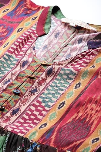 Ritu Kumar Brown Velvet Patchwork Kaftan Dress