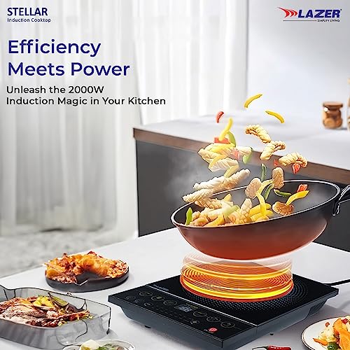 Lazer Stellar Induction Cooktop With Auto Power Saving And Wide Voltage Protection | Digital Display| 2000 Watt ( Black), Sealed