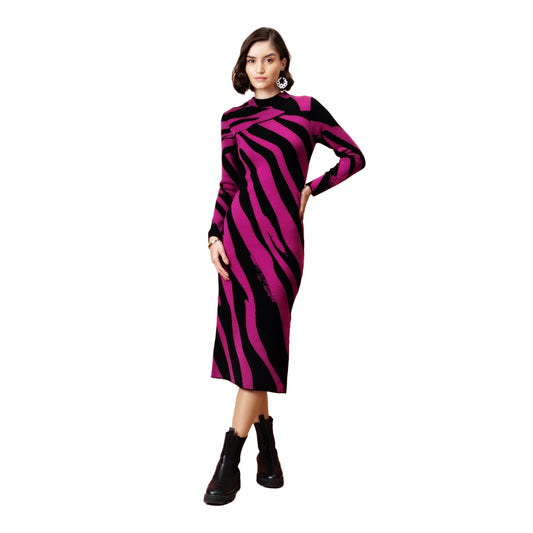 Madame Tara Sutaria Pink-Black Knitted Dress 3XL