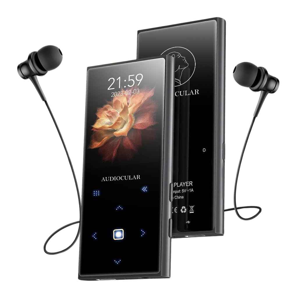 AUDIOCULAR M31 16GB Portable Mp3 Music Player with Bluetooth, 2.4” LCD Touch Screen, Video Playback, Built-in Speaker, Voice Recording Function Mini HiFi Lossless Digital Audio Player (16GB - Blue)