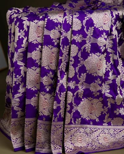 Veglari Women's Original Royal Rajwadi Blue Hadwa Wintage Kanjivaram Pure Soft Silk Jari Saree With Blouse piece For Wedding