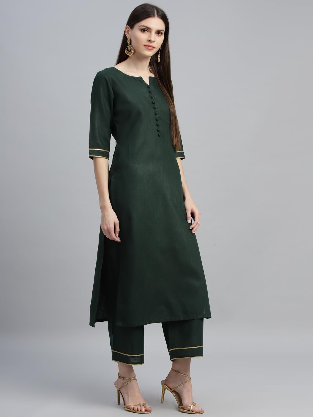 Libas Women's Cotton Kurta Sets (6871_Green