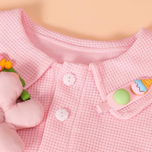 Hopscotch Girls Short Sleeves Pink 2-Pc 3D Floral Applique Shorts Set (12-24 Months)