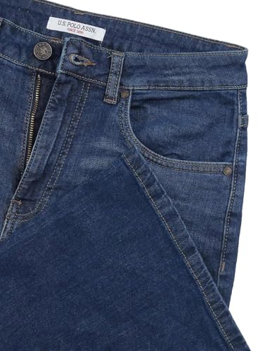 U.S. POLO ASSN. Women High Rise Extreme Flare Fit Jeans (UWAW25JEN392_Dark Blue_28)