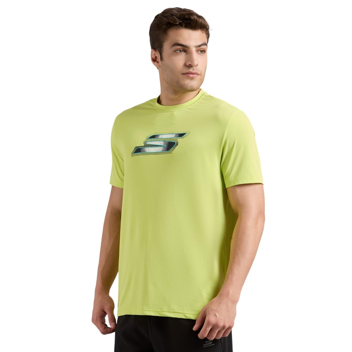 Skechers Men Newsprint Logo Green T-Shirts