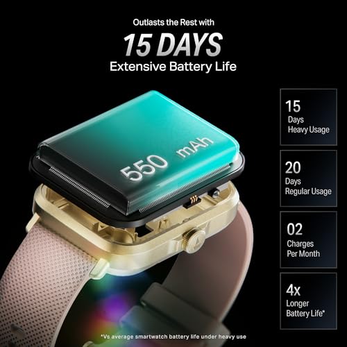 boAt New Launch Storm Infinity w/15 Days Extensive Battery fueled by Huge 550mAh Battery, Fast Charge, 1.83”(4.65cm)HD Display, Functional Crown, BT Calling,Smart watch for Men & Women(Cherry Blossom)