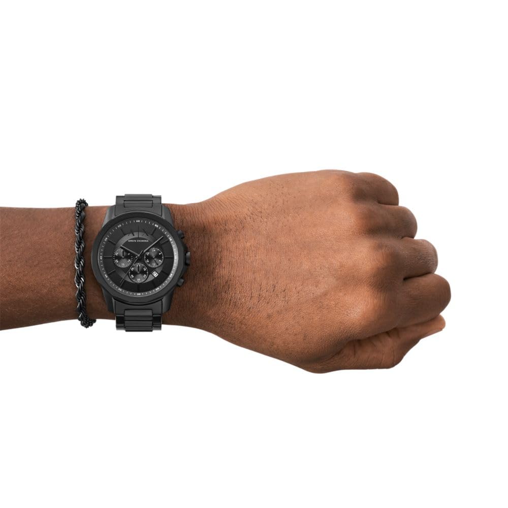 Armani Exchange Analog Black Dial Men's Stainless Steel Watch-AX7163Set