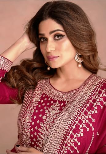 Girl's Fashion Hub's Pink Color Anarkali Gown with duaptta Set for Women || Ethnic Gown for Women (in, Alpha, XL, Regular, Pink)