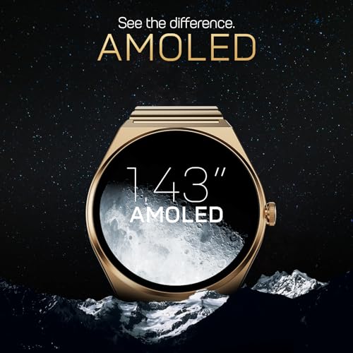 Fire-Boltt Phoenix Nova Smartwatch 1.43” Slim Super AMOLED Display, 466x466 Pixel Always-On Display, Bluetooth Calling, Health Tracker for Men & Women Imperial Gold