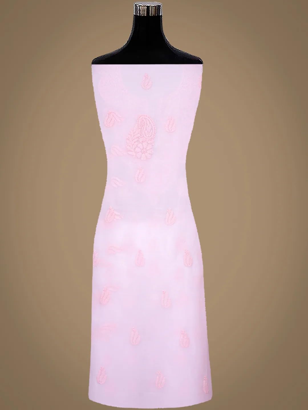 Ada Hand Embroidered Lucknowi Chikankari Unstitched Georgette Dress Material Suit Piece with Dupatta for Women 01A1002586 Baby Pink