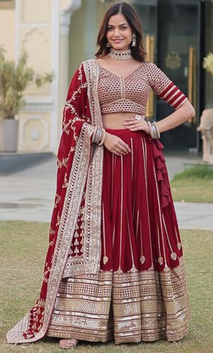 Dresser Faux Georgette Embroidered Sequins Lehenga Choli For Women