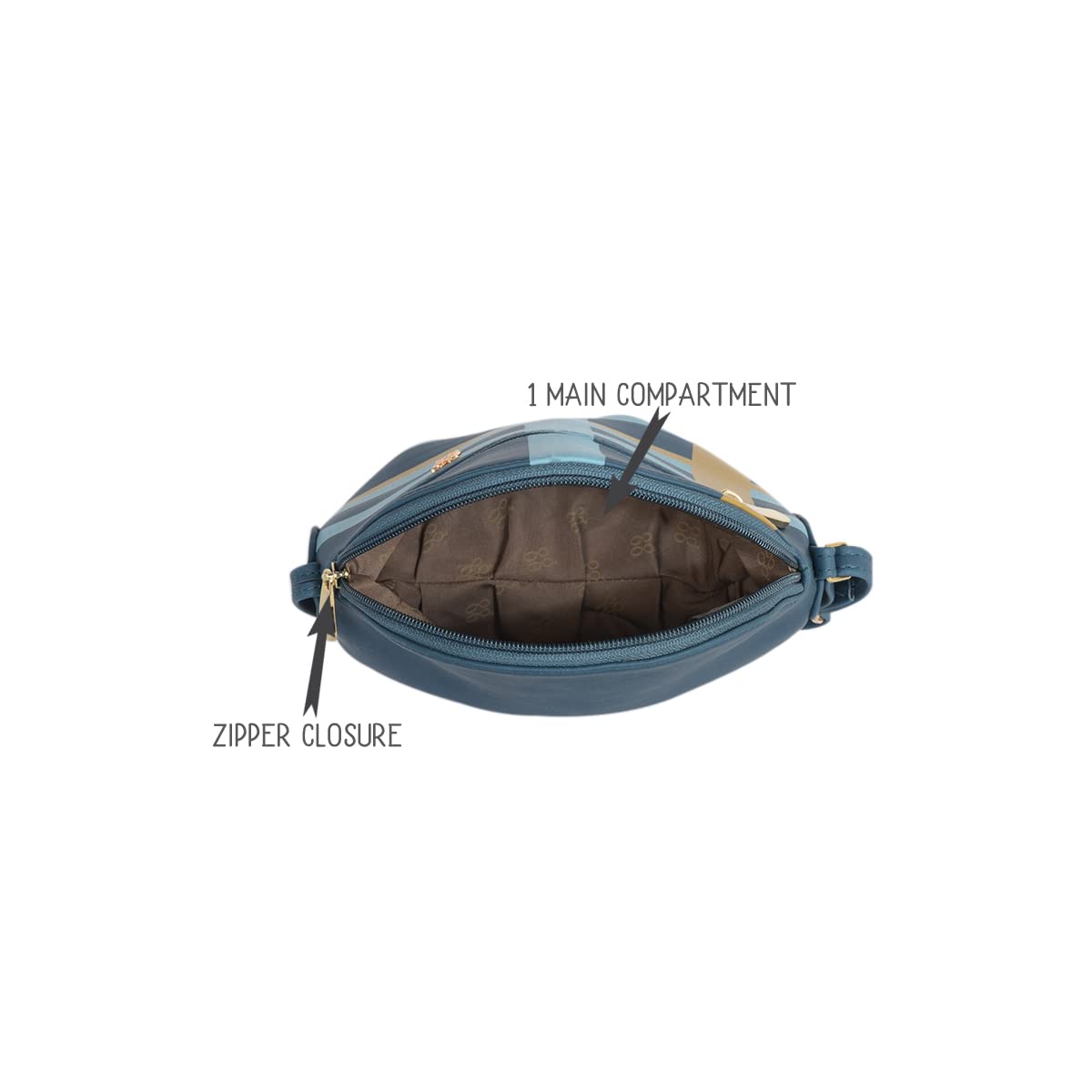 Baggit Women Blue Bowling Sling Bag Large Size | Ladies Stylish Casual Cross Body Purse Handbag