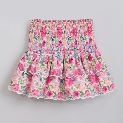 Hopscotch Girls Sleeveless Pink Floral Print Skirt Set For Ages (4-5 Years)