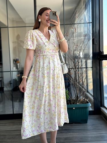 Pimu Rayon Fit and Flare Below The Knee One Piece Dresses for Women | Dress (in, Alpha, 2XL, Regular, Toddler Girls, White)