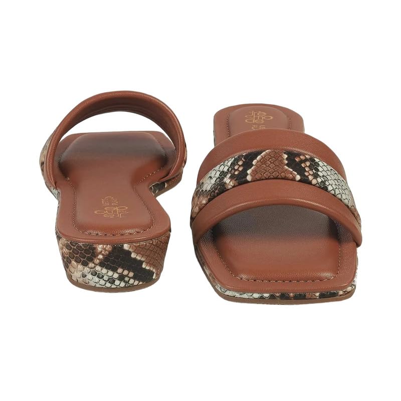 tresmode Kelo Women's Tan Casual Wedge Sandals | Vegan Friendly Leather | TPR Sole in Size 5 UK / 38 EU