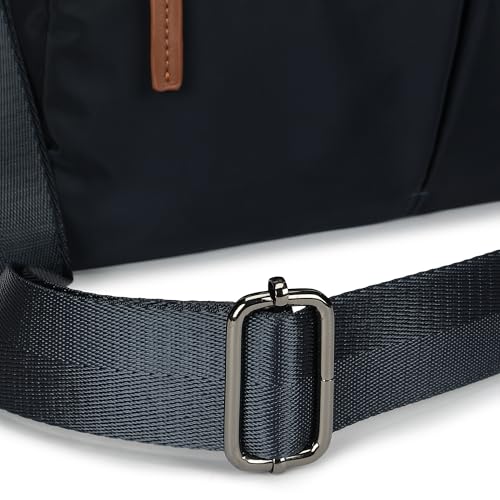 Prussian Edge Nylon Satchel | Dual Carry Handbag with Webbing Handles & Detachable Strap | Deep Blue with Tan Accents | Spacious & Multi-Pocket Design