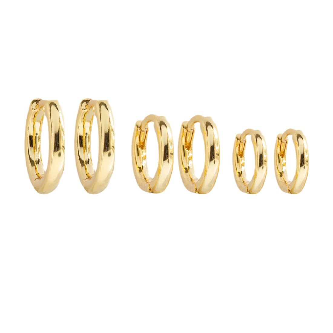 Aaishwarya Set of 3 pairs - 18K Gold Plated Huggies Hoop Earring Set | 11,13,15 mm | Earrings for Women and Girls | Waterproof Anti-Tarnish Jewels | Elegant Jewelry Gift | Minimal Stacking Jewellery