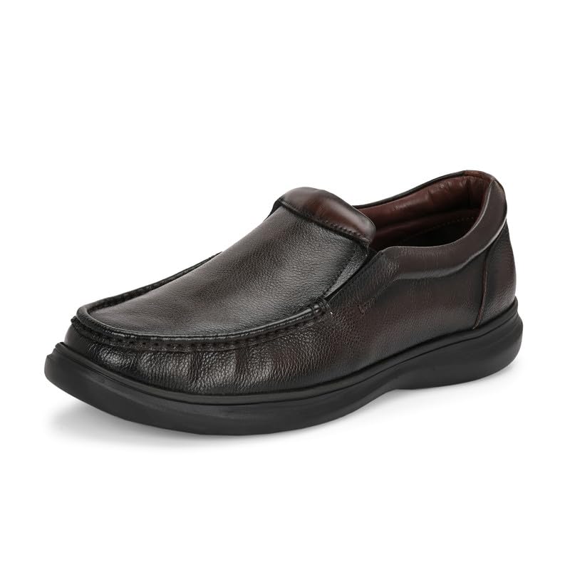 HITZ Men's Brown Leather Slip On Shoes