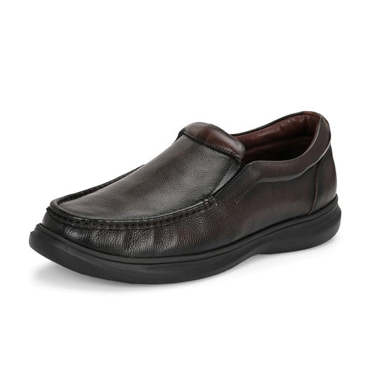 HITZ Men's Brown Leather Slip On Shoes