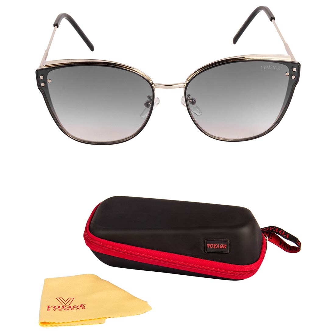 Voyage Stylish Uv Protected Cat Eye Sunglasses For Women (Grey Lens | Silver Frame | 5852MG2855)