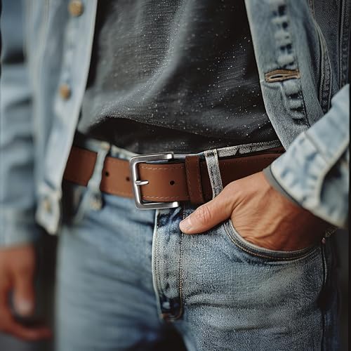 Wrangler Men’s Leather Belt, Country Casual Every Day Belt for Jeans, Light Brown, 34 (waist 31-32)