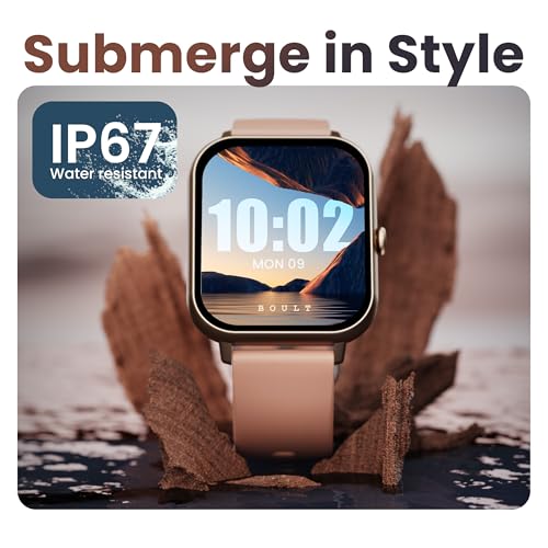 Boult Drift+ Smart Watch 1.85''HD Screen, Bluetooth Calling, IP68, 500 Nits Brightness,150+ Watchfaces, AI Voice Assistant, SpO2 Monitoring, 100+ Sports Mode Smartwatch (Peach Fuzz)
