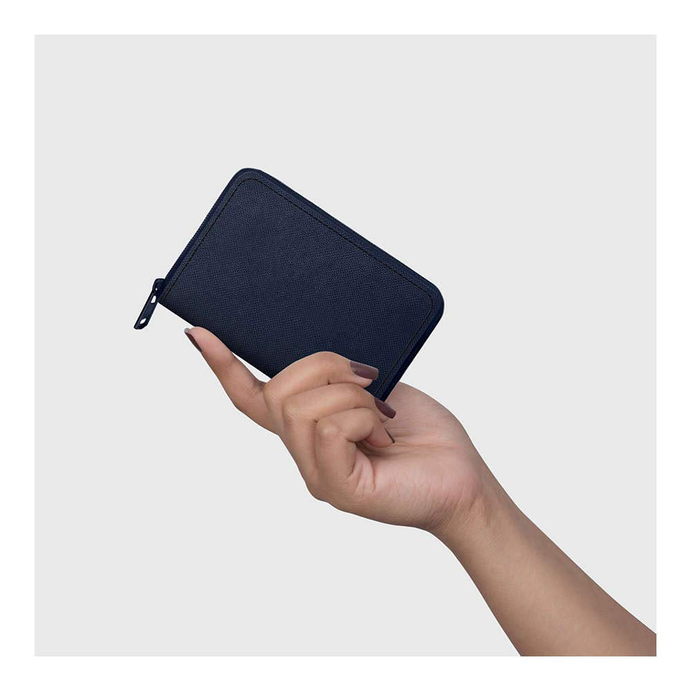 DailyObjects Blue Nylon Women's Card Wallet | Made with Ballistic Nylon Material | Carefully Handcrafted | Holds up to 20 Cards | Slim and Easy to Fit in Pocket | Zip Closure
