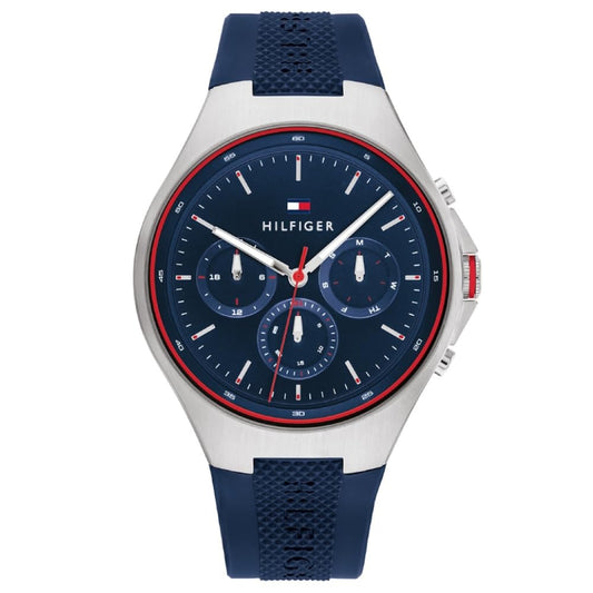 Tommy Hilfiger Justin Quartz Multifunction Navy Dial Navy Silicone Strap Watch for Men