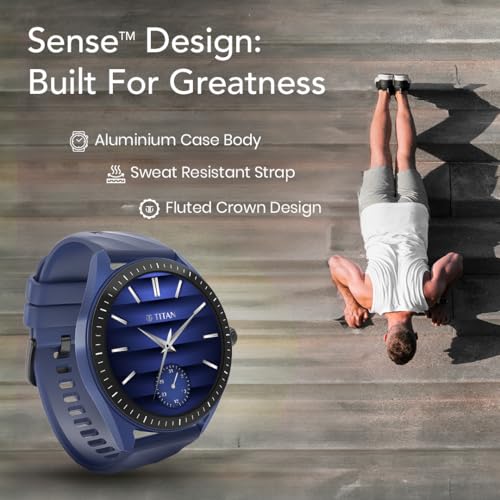 Titan Crest 2.0 Smart Watch for Man & Women, 1.43" AMOLED Display, Silicone Strap, BT Calling, Tailored Activity Tracker, 100+ Sports Modes, Fast Charging, Smart Watches for Women Latest & Men (Black)