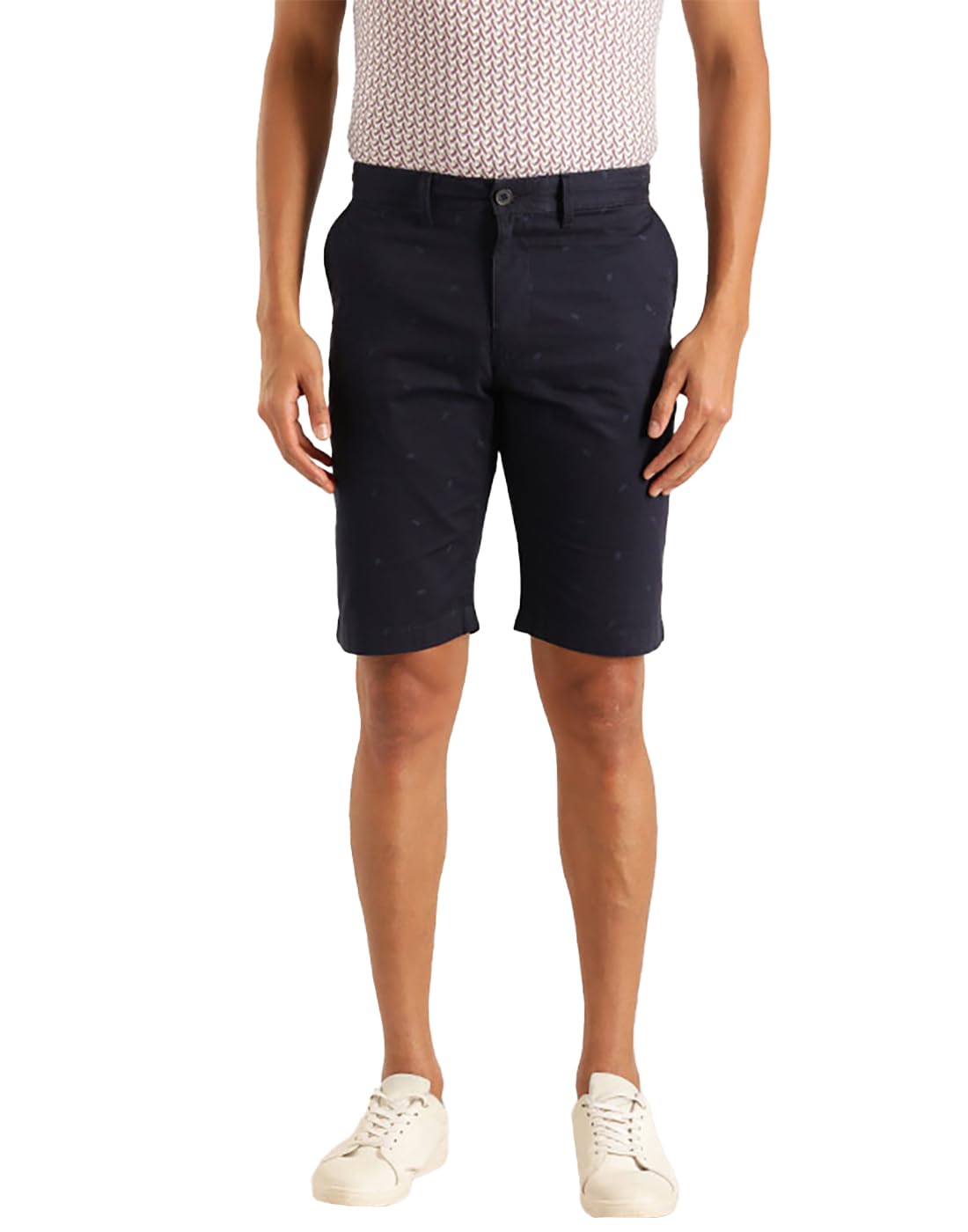 Indian Terrain Men Printed Cotton Shorts Navy