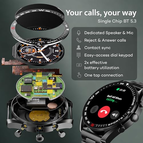 GOBOULT Mirage Smart Watch 1.39''HD Screen, Bluetooth Calling, IP67, Zinc Alloy Frame, 500 Nits Brightness, AI Voice Assistant, SpO2 Monitoring, 120+ Sports Mode (Coal Black)