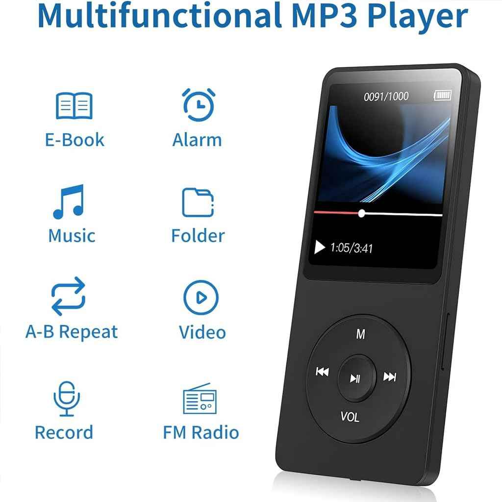 AUDIOCULAR M41 32GB Mp3 Player with Earphone, Portable Music Player, Bluetooth HiFi Digital Audio Player with 2.8” LCD Touch Screen, Built-in Speaker, Voice Recorder, Video Player, Support Upto128GB