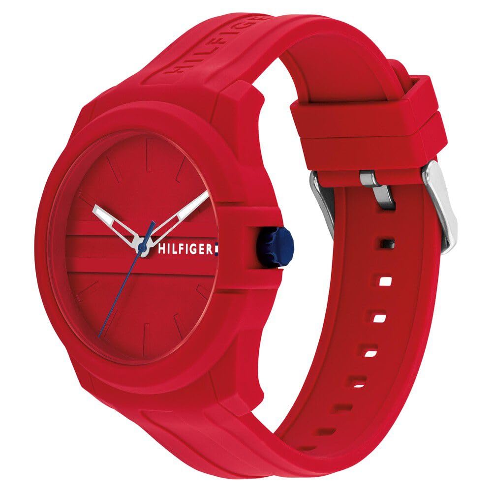 Tommy Hilfiger Quartz Analog Red Silicone Strap for Men-TH1710598W