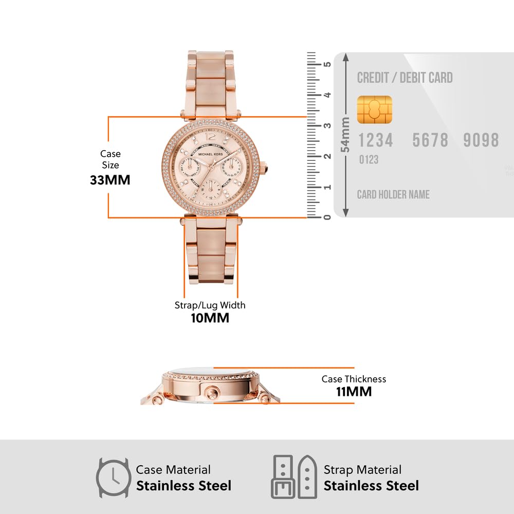 Michael Kors Analog Rose Gold Dial Women's Watch-MK6110 Stainless Steel, Rose Gold Strap