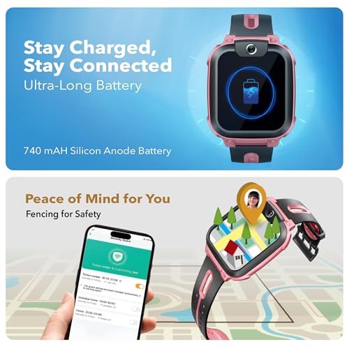 imoo Phone Watch Z1 – Smart Watch with GPS Tracker, 4G Video & Voice Calls, Advanced Parental Controls, Durable Quality with IPX8 Water Resistance, SOS, for Kids (Grapefruit Red)