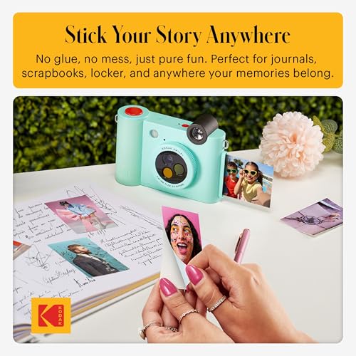 Kodak Smile+ 2-in-1 Digital Instant Print Camera & Photo Printer Gift Bundle + Case + Zink 2x3 Sticky Back Photo Paper 20pk + Album + Sticker Sets + Sticker Frames + Hanging Frames + Markers - Green