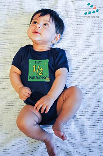 Zeezeezoo Navy Half Birthday Onesie for Baby (6-12 Months)