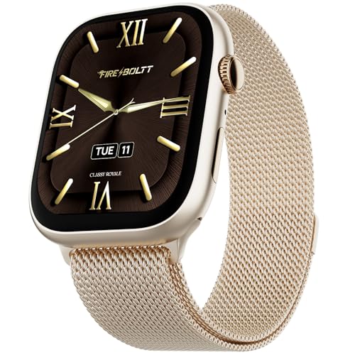 Fire-Boltt Ring S Smart Watch 1.96" Super AMOLED Display Bluetooth Calling, Voice Assistant, SpO2 & Heart Rate Monitor, 120+ Sports Modes, IP67 Waterproof Smartwatch for Men & Women - Wine
