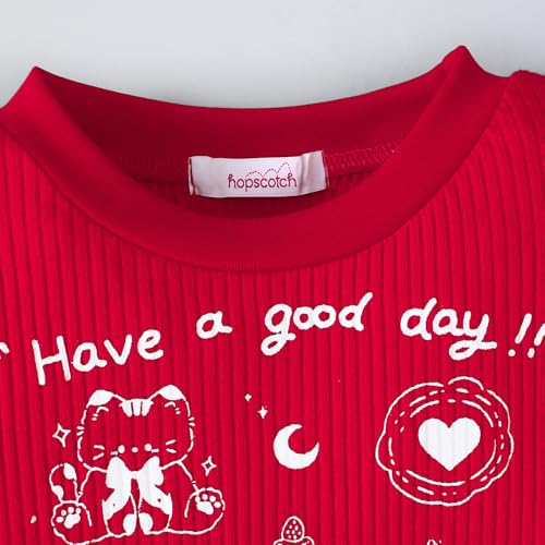 Hopscotch Girls Red Full Sleeves 2-Pc Polka Dot Jeans Set For Age (3-4 Years)