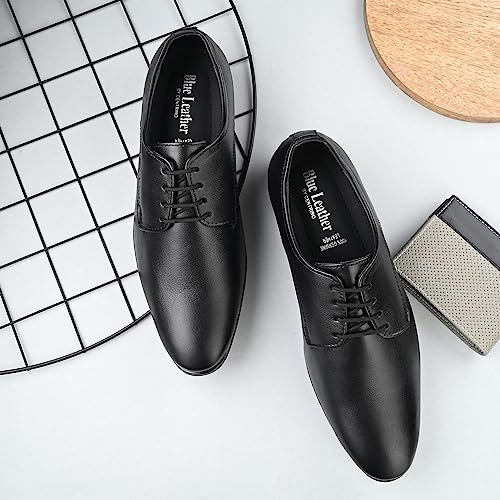 Blue Leather By Centrino Lace-up Men's Formal Shoe | Stylish with Soft Cushioned Insole | Trendy Lace-Up Design | Durable Leather with Anti-Skid Sole | Perfect for Formal Wear_3914-1_Black_6