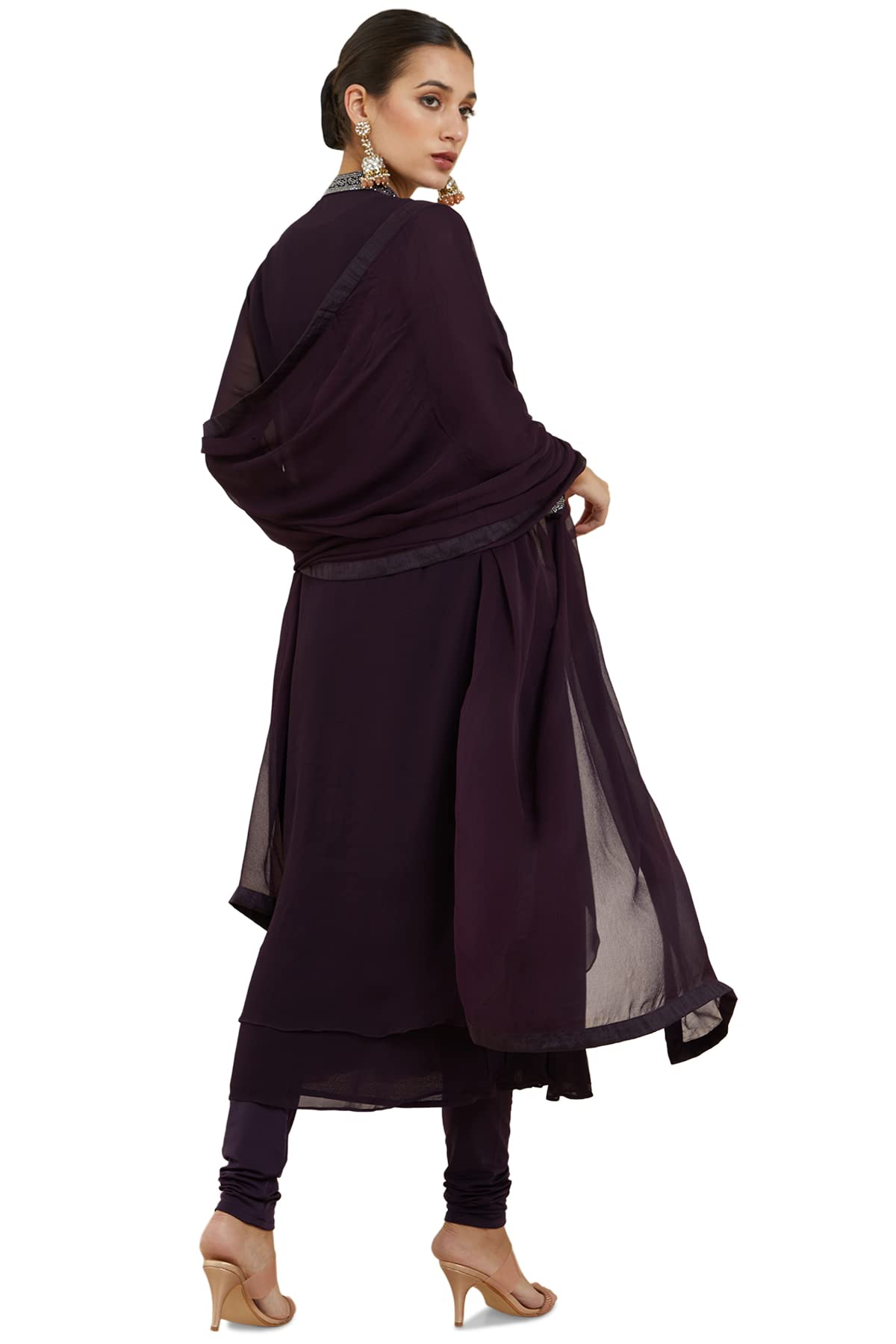 Soch Women Purple Georgette Embellished Suit Set