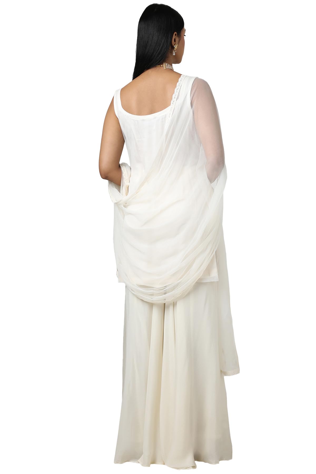 Soch Women's Net Salwar Suit Set (OWS5CD21481A_Off White