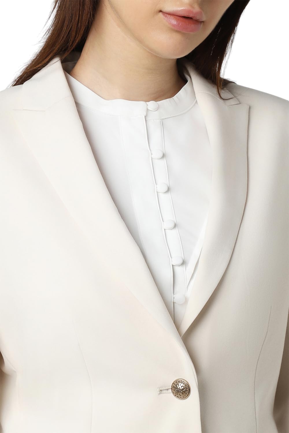 Van Heusen Women's Blazer (VWBZFRGFT38674_Cream