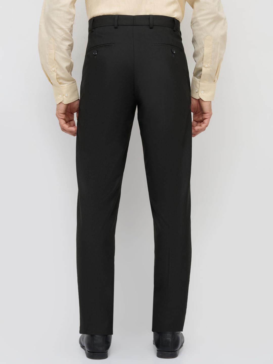 Park Avenue Men Slim Fit Structure Pattern Polyester Blend Flat Front Formal Trouser Black