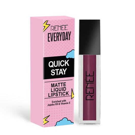 RENNE Everyday Quick Stay Liquid Lipstick - Wine Charm, Velvety matte Finish, Long-Lasting & Lightweight, Hydrating & Non-Drying Formula, Ultra-rich Pigment, Jojoba Oil & Vitamin E Infused