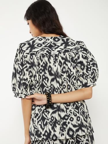 Max Women Printed Top(Black_XXL)