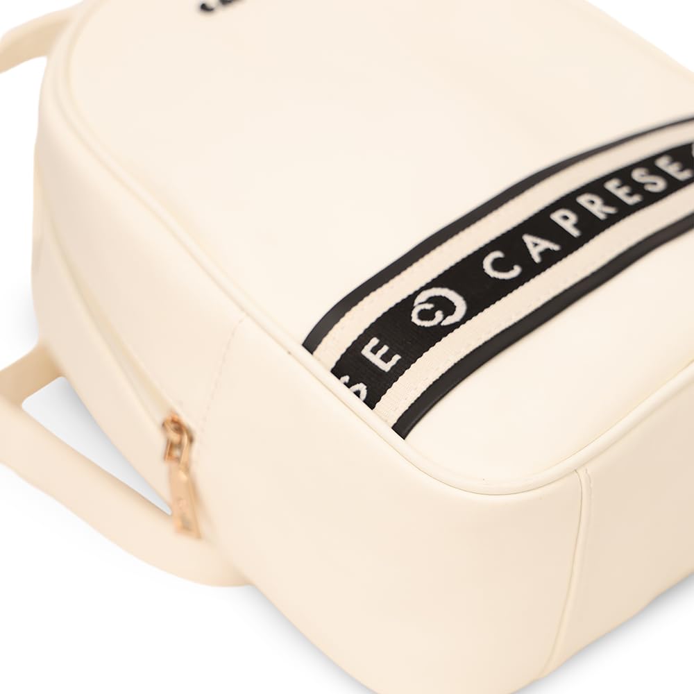Caprese Trinity Fashion Backpack Medium Cream Solid Women's Bag