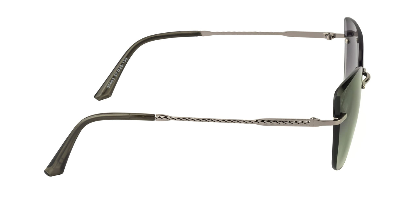 Ted Smith Women's UV Protection Green Graded Lens Gunmetal Cat Eye Sunglasses