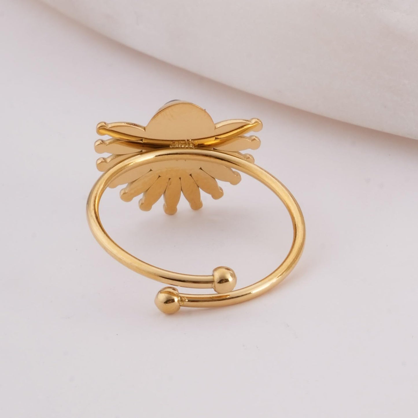 PALMONAS Blue Stone Sunburst Adjustable Size Ring for Women - Gift for Girls & Women, Women's Jewellery | Waterproof & Anti Tarnish Rings